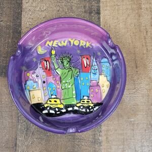 Vintage City Merchandise New York‎ Ash Tray Folk Ark Statue of Liberty Purple